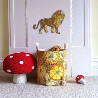 personalised vintage fabric toy storage tub by auntie mims
