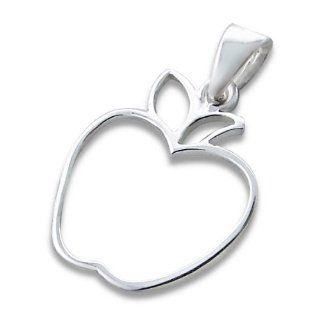 925. Sterling Silver Teacher School Apple Fruit Educator Apple Outline Children Kids Child Anti tarnish E coat Pendant: Jewelry
