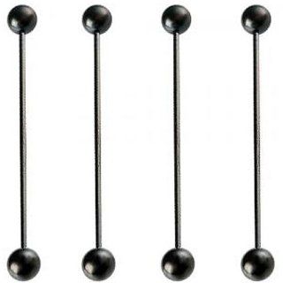 16g 16 gauge (1.2mm), 45mm long  Black Anodized surgical steel Industrial barbells Bars ear plugs gauge ABOR  Pierced Body Piercing Jewelry  Set of 4: Jewelry