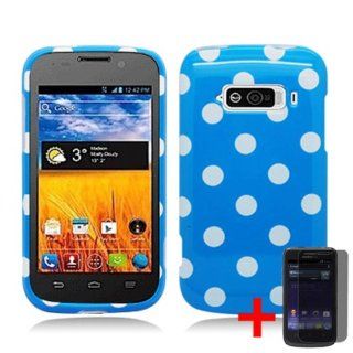 ZTE IMPERIAL N9101 BLUE WHITE POLKA DOT SPOT COVER SNAP ON HARD CASE + SCREEN PROTECTOR from [ACCESSORY ARENA]: Cell Phones & Accessories