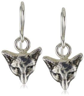Pyrrha "talisman" Sterling Silver Mini Fox Head Hook Earrings: Drop Earrings: Jewelry