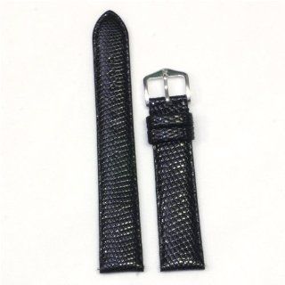 Watch Band Genuine Lizard Black Stitching Mens 18 millimeter: Watches