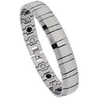 Tungsten Carbide Magnetic Therapy Bio Healing Mens Bracelet 8" High Polish 13mm: Jewelry