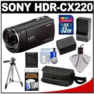 Sony Handycam HDR CX220 1080p HD Video Camera Camcorder (Black) with 32GB Card + Battery & Charger + Case + Tripod + Accessory Kit  Camera & Photo