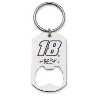#18 Kyle Busch Stainless Steel Signature Bottle Opener Dog Tag Key Chain: Jewelry