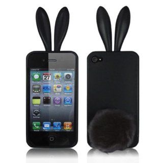 Gadget Zoo Cute Bunny Rabbit Cover For Iphone 4 4G 4S Gel Silicone Stylish Case Skin (Black) From Gadget Zoo Cell Phones & Accessories