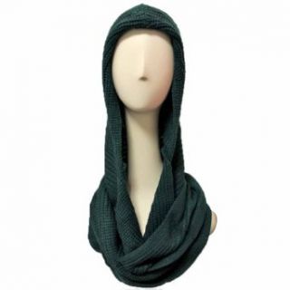 Luxury Divas Dark Hunter Green Ribbed Knit Infinity Cowl Hood Scarf at  Womens Clothing store: Cold Weather Scarves