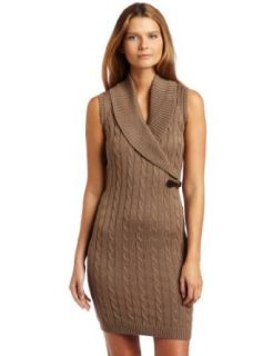 Calvin Klein Women's Shawl Collar Sweater Dress, Taupe, Medium at  Womens Clothing store