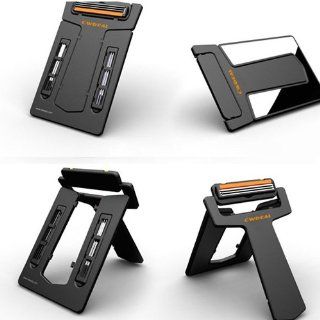 Cwdeal Carzor Credit Card Style Portable Wallet Shaver Razor Blades & Mirror   Black: Toys & Games