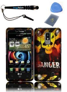 IMAGITOUCH(TM) 4 Item Combo LG Spectrum VS920 Rubberized Hard Case Phone Cover Protector Faceplate with Graphics Design   Danger (Stylus pen, ESD Shield bag, Pry Tool, Phone Cover): Cell Phones & Accessories