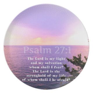 Psalm 27:1 INSPIRATIONAL BIBLE VERSE Dinner Plates