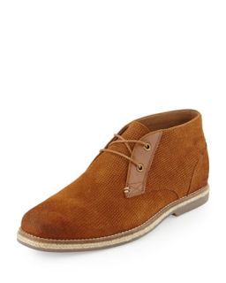 Cade Perforated Suede Chukka Boot, Tan