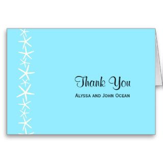 Starfish on Aqua Personalized Thank You Note Cards