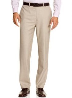 Calvin Klein CK Body Mens Flat Front Slim Fit Dress Pants Tan Sharkskin Trousers at  Mens Clothing store: