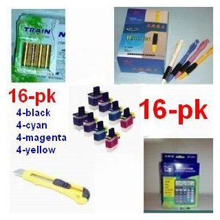 A great deal, 16 pack Brother Compatible lc 41 LC41 16 pk (4 Black/4 Cyan/4 Magenta/4 Yellow) Ink Cartridge Value Pack   Brother MFC + (1) 12 digit solar calculator + 5 ball pen + (1) cutter, snap off, + 4 pk AA batteries, great Value..!!!!For Brother All 