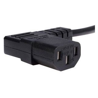 StarTech Right Angle Standard Computer Power Cord. 10FT PC POWER CORD PLUG 5 15P TO RIGHT ANGLE C13 POWER EXTENSION PWRCBL. 125V AC   10A   10ft: Electronics