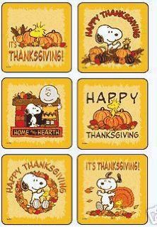 Peanuts Snoopy, Woodstock, Charlie Brown   Large Thanksgiving Stickers Toys & Games