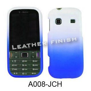 RUBBER COATED HARD CASE FOR SAMSUNG GRAVITY TXT T379 RUBBERIZED TWO COLOR WHITE BLUE: Cell Phones & Accessories