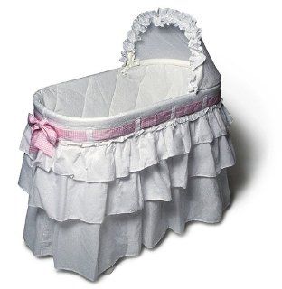 Burlington Baby Full Skirt Bassinet Liner with Ribbons, White : Baby