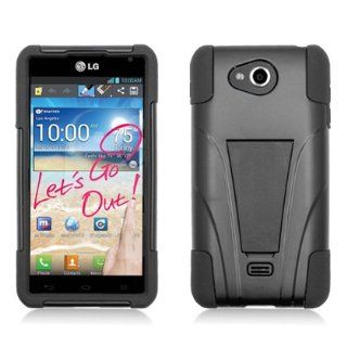 [SlickGears] LG Spirit 4G MS870 Black Heavy Duty Armor Kickstand Case + Premium Screen Protector (MetroPCS): Cell Phones & Accessories