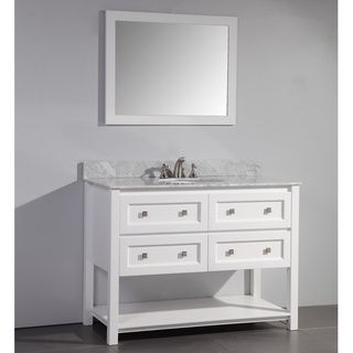 Legion Furniture Marble Top 48 inch Single Sink White Bathroom Vanity With Matching Framed Mirror Blue Size Single Vanities