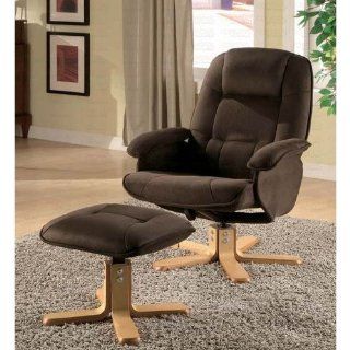 Swivel Glider Rocker Chair with Ottoman in Brown Padded Microfiber  