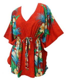 La Leela Floral Printed Lace Worked V Neck Plus Size Beach Swim Cover up Caftan