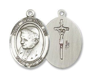 Sterling Silver Pope Benedict XVI Medal Pendant with 24" Stainless Steel Chain in Gift Box. Catholic Saint Benedict Patron Saint of Kidney Disease, Poison Sufferers, Students, Poisoning, School Children, Homeless, Monks.: Jewelry