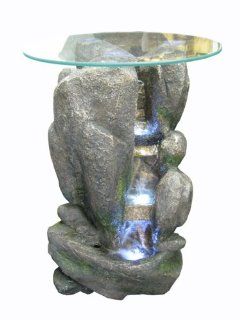 Rock Stone with Glass Top Waterfall Indoor / Outdoor Water Fountain with L.e.d Lights: Patio, Lawn & Garden