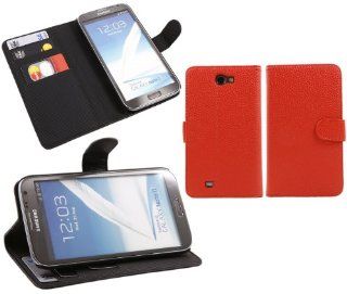 iTALKonline RED Advanced Executive Book Wallet Case Cover Skin Cover with Credit / Business Card Holder and Horizontal Viewing Stand For Samsung N7100 Galaxy Note 2: Cell Phones & Accessories