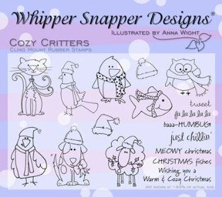 Whipper Snapper Designs Cozy Critters Cling Mount Rubber Stamps   Artwork