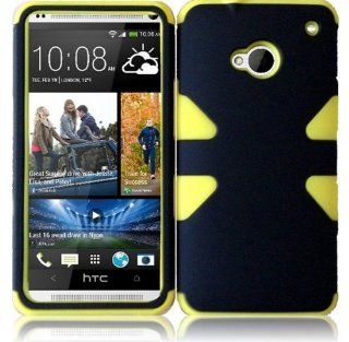 HTC One M7 ( AT&T , T Mobile , Sprint ) Phone Case Accessory BlackYellow Dual Protection D Dynamic Tuff Extra Stong Cover with Free Gift Aplus Pouch Cell Phones & Accessories