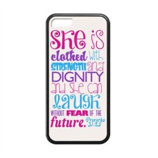 Bible Quote Proverbs 31:25 iPhone 5C Case Designer TPU Back Laser Technology Durable Back Case: Cell Phones & Accessories