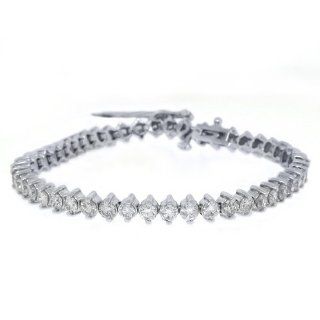 14k White Gold 7.18 Carat Round Diamond Tennis Bracelet: Jewelry