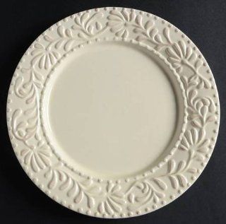 American Atelier Bianca Leaf Cream Dinner Plate, Fine China Dinnerware: Kitchen & Dining