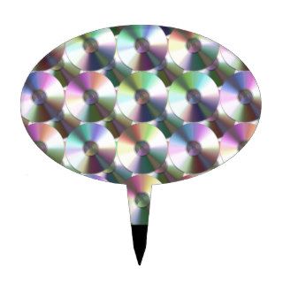 Compact Disc Rainbow Reflective Pattern Cake Toppers