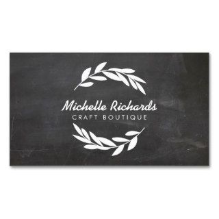Olive Branch Wreath Logo on Chalkboard Background Business Cards