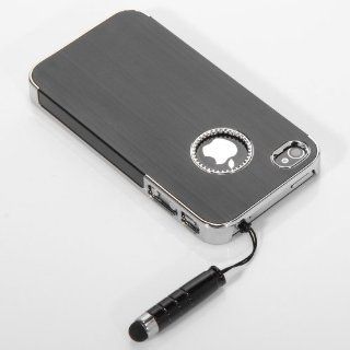 ATC Black Luxury Steel Aluminum Chrome Hard Back Case Cover for Apple At&t Sprint Verizon Iphone 4s 4 4g Newest with Front and Back Screen Protective Film & Stylus: Cell Phones & Accessories