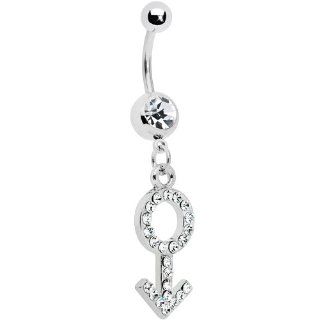 Crystalline Male Symbol Belly Ring: Body Piercing Barbells: Jewelry