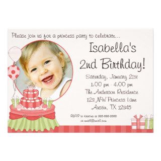 Pink Princess Photo Birthday Party Invitations