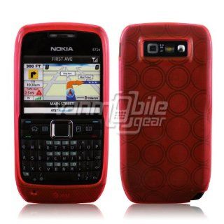 Nokia E71   PINK See Thru Transparent Circle Design 1 Pc TPU Rubber Skin Case Cell Phones & Accessories