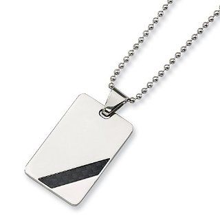 Chisel Black Carbon Fiber and Stainless Steel Dog Tag with 24 Inch Chain: Chisel: Jewelry
