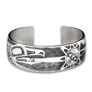 Sterling Silver Raven Sun Large Bracelet. Made in USA.: Danny Dennis: Jewelry
