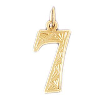 14K Yellow Gold Number Seven, #7 Pendant: Jewelry