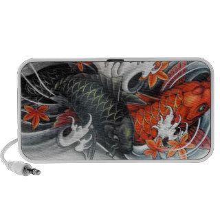 Japanese Red  Black Koi Fish tattoo art Travelling Speaker
