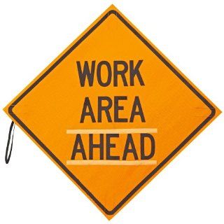 Jackson Safety 18130 Polycarbonate 3M Diamond Grade Fluorescent Reflective Roll Up Sign, Legend "Work Area Ahead", 36" Length, Orange: Industrial Warning Signs: Industrial & Scientific
