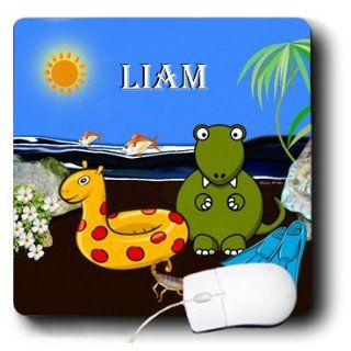 mp_50065_1 SmudgeArt Male Child Name Design   Liam   Tyrannosaurus Rex at the Beach   Mouse Pads Electronics