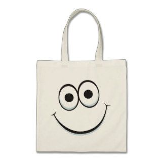 Funny happy cartoon face tote bag