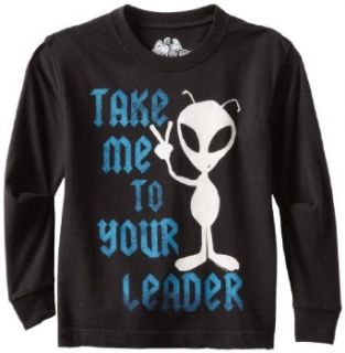 Wes and Willy Boys 2 7 Take Me To Your Leader Crewneck Tee, Black, 7: Clothing