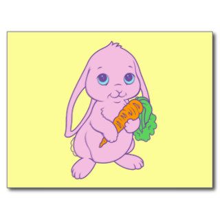 Kawaii Cute Cartoon Bunny Rabbit Carrot Post Card